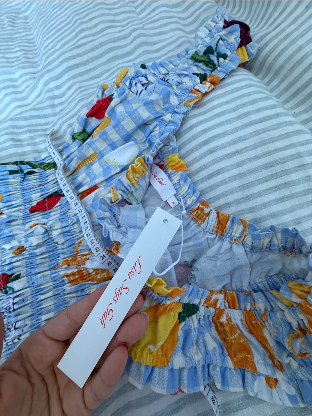 NWT Lisa says Gah picnic blue gingham maxi dress - Picture 4 of 6